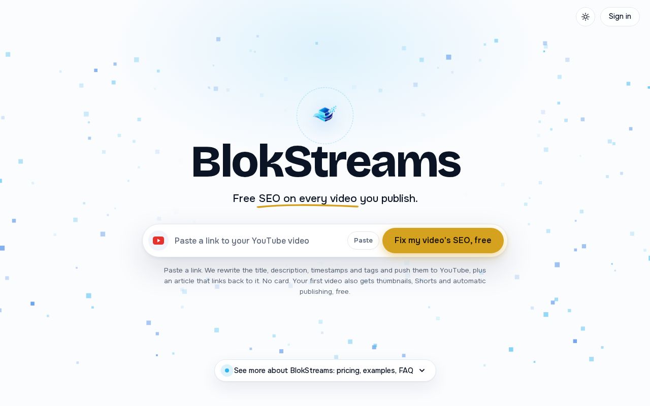 BlokStreams homepage