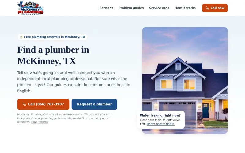 McKinney Plumbing Guide homepage, one of the Local Service Guides