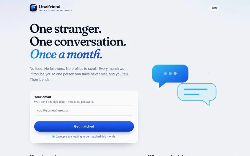 OneFriend homepage