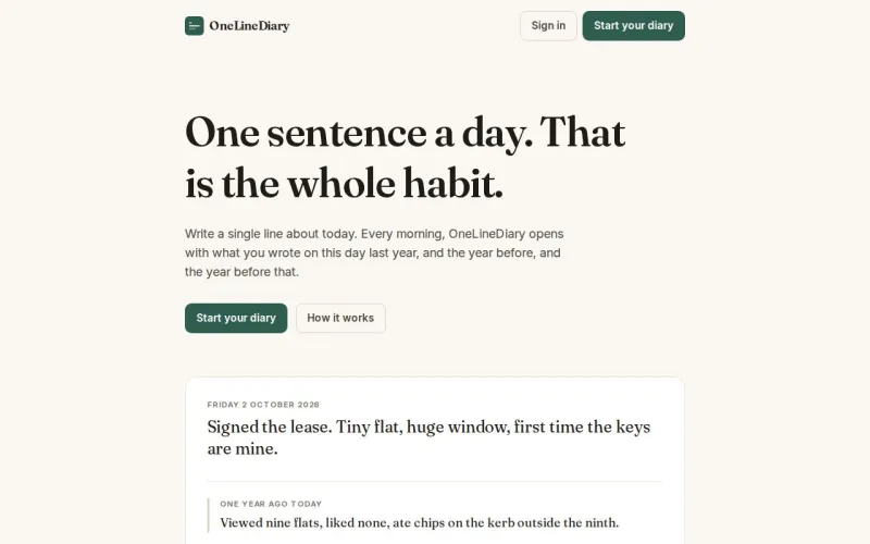 OneLineDiary homepage