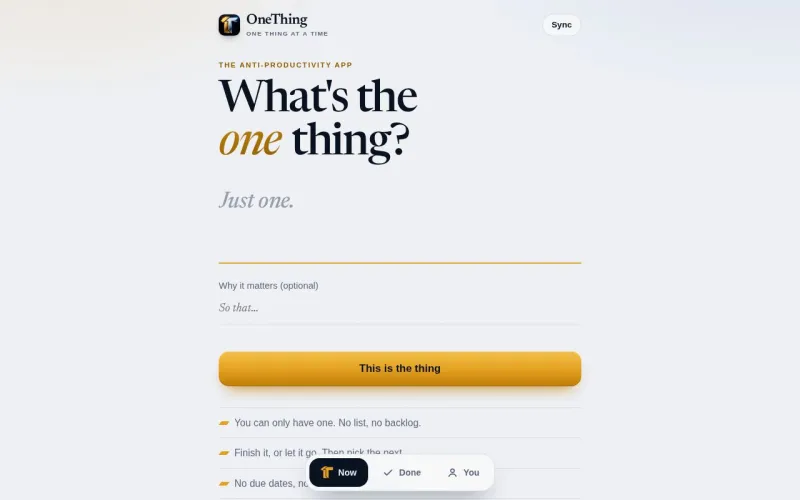 OneThing homepage