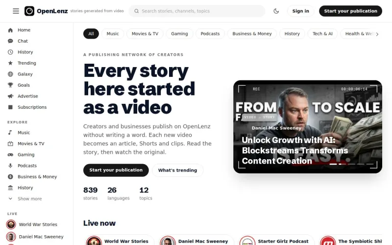 OpenLenz homepage
