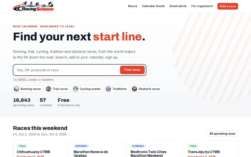 RacingSchedule homepage
