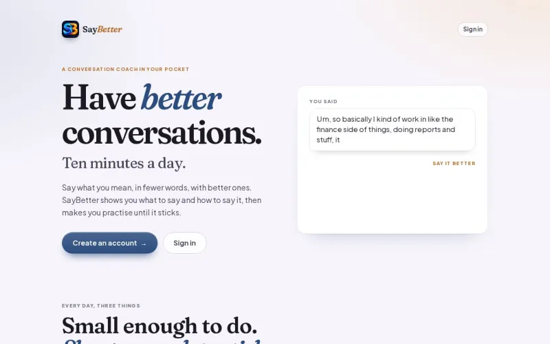 SayBetter homepage