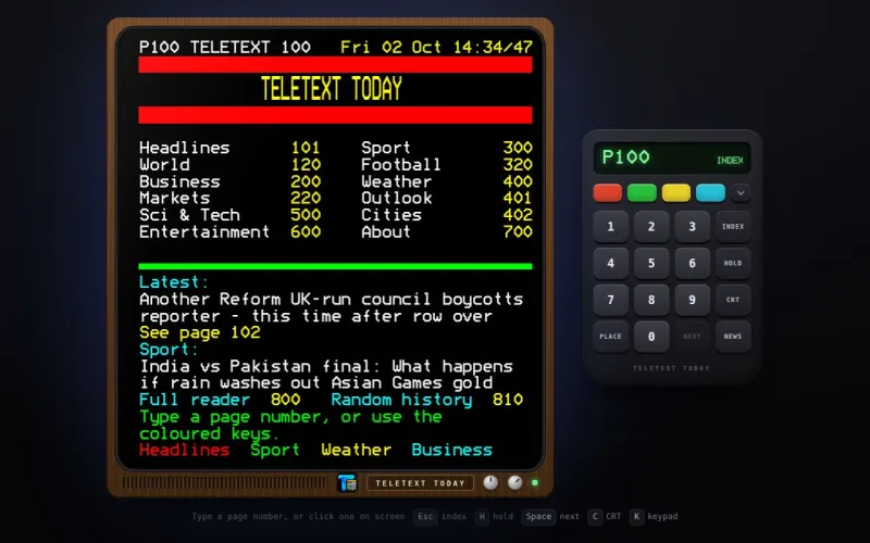 Teletext Today homepage