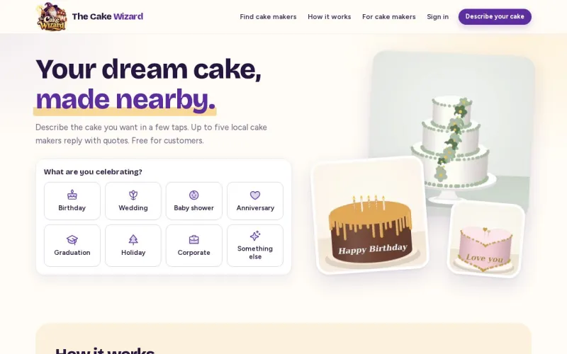 The Cake Wizard homepage