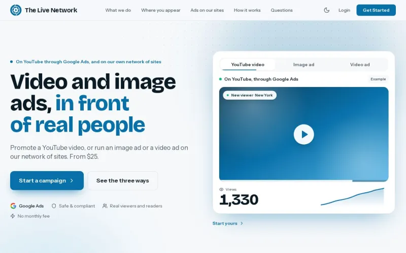 The Live Network homepage